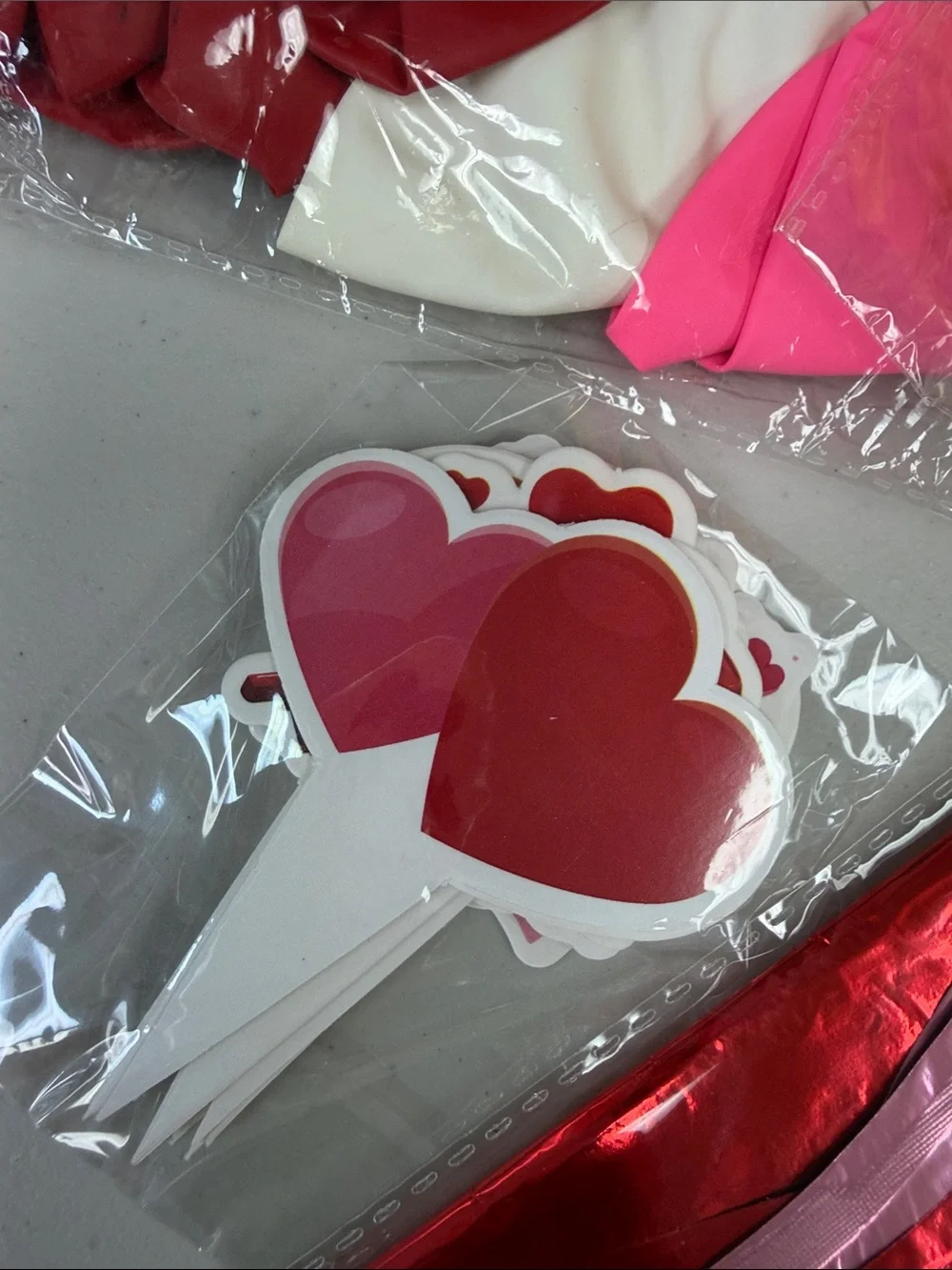 Valentine's Day Party Decoration Kit Pink & Red balloons, banner, paper mylars